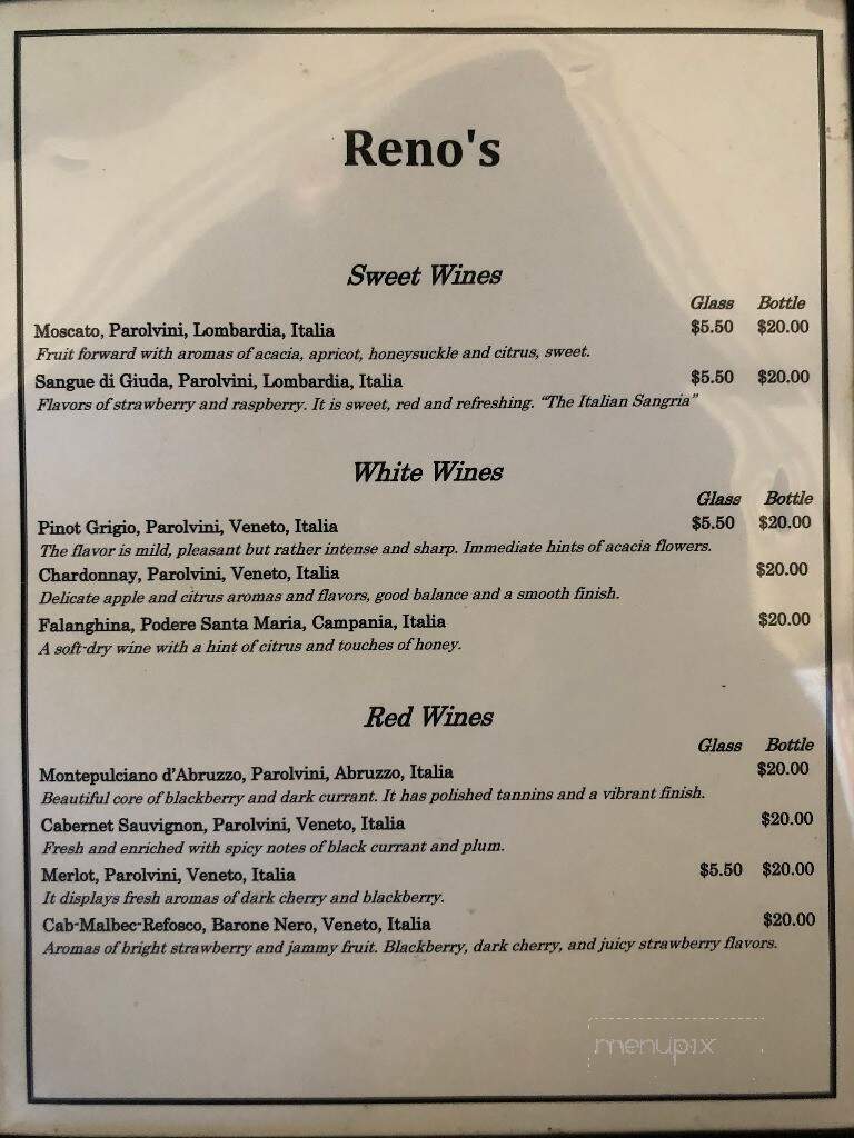 Reno's Pizza & Italian Restaurant - Gibsonville, NC menu_pic