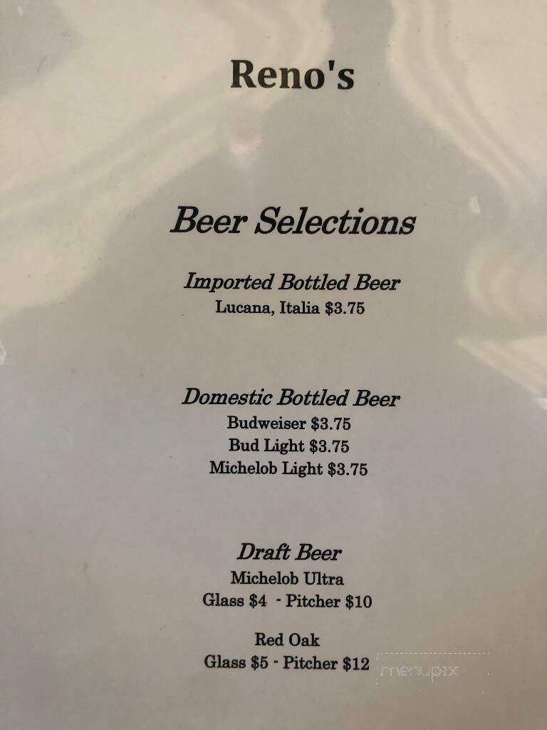 Reno's Pizza & Italian Restaurant - Gibsonville, NC menu_pic