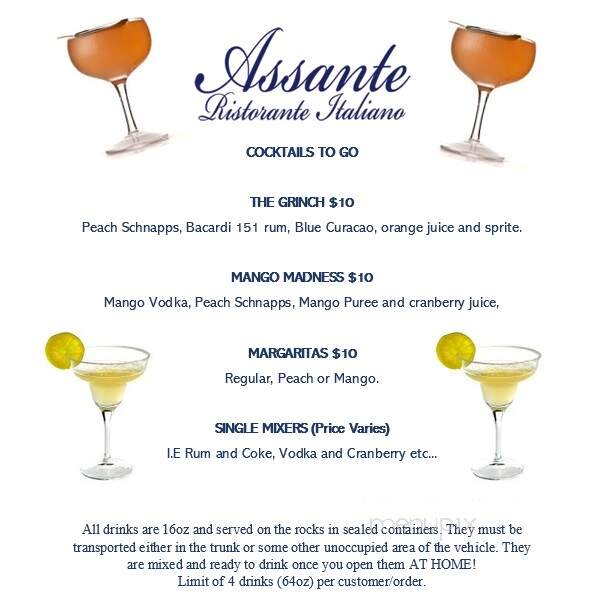 Assante Ristorante Italiano - Northampton, PA menu_pic