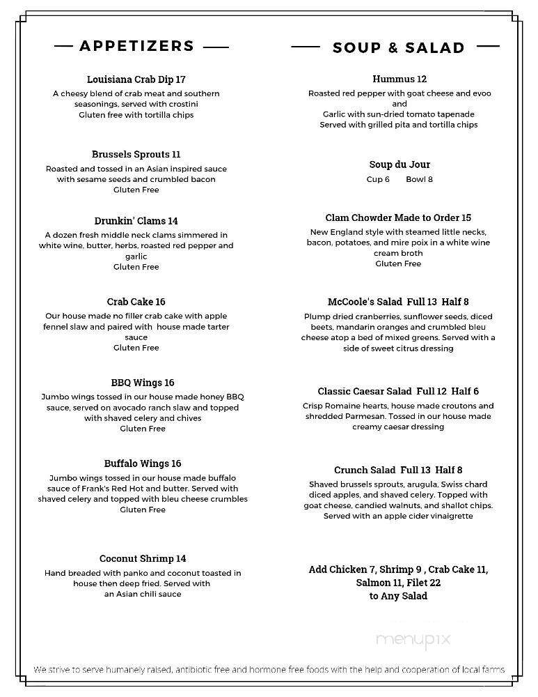 McCooles Red Lion Inn - Quakertown, PA menu_pic