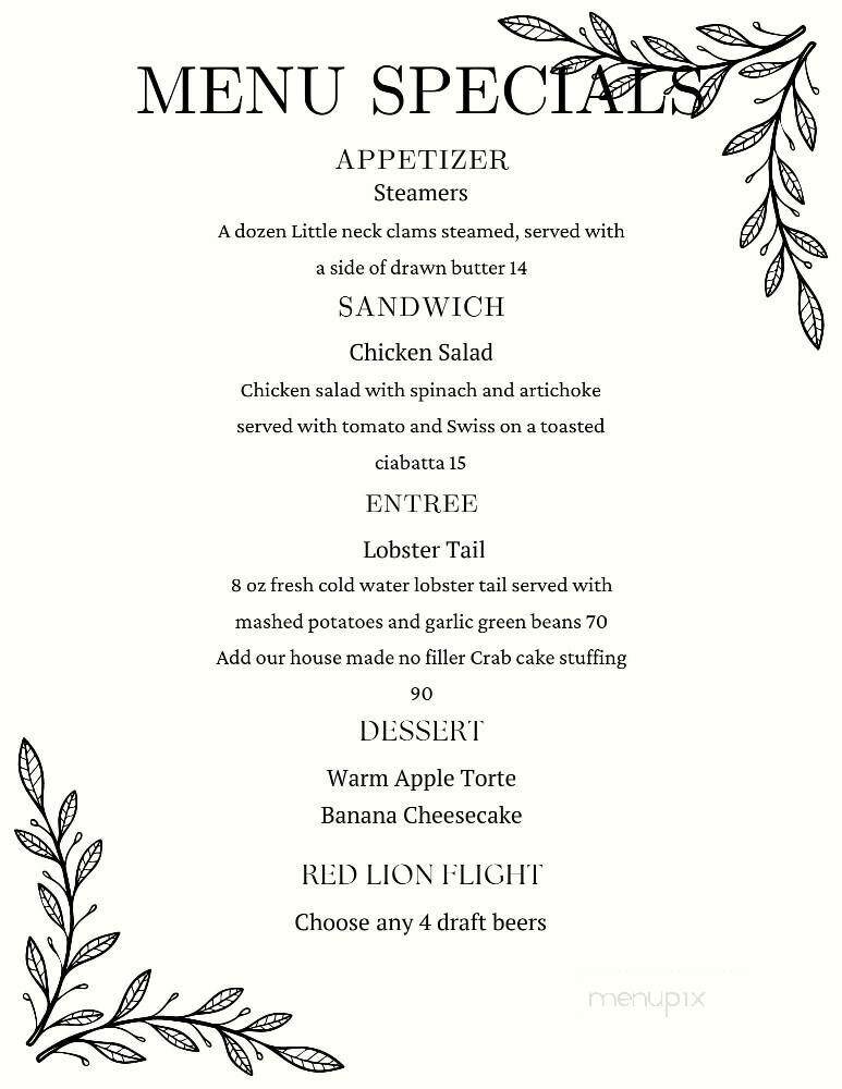 McCooles Red Lion Inn - Quakertown, PA menu_pic