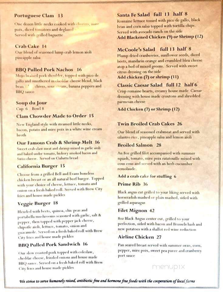 McCooles Red Lion Inn - Quakertown, PA menu_pic