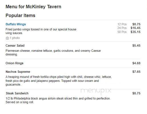 McKinley Tavern - Elkins Park, PA menu_pic