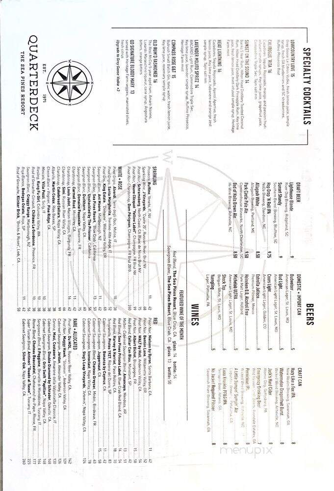Quarterdeck - Hilton Head Island, SC menu_pic