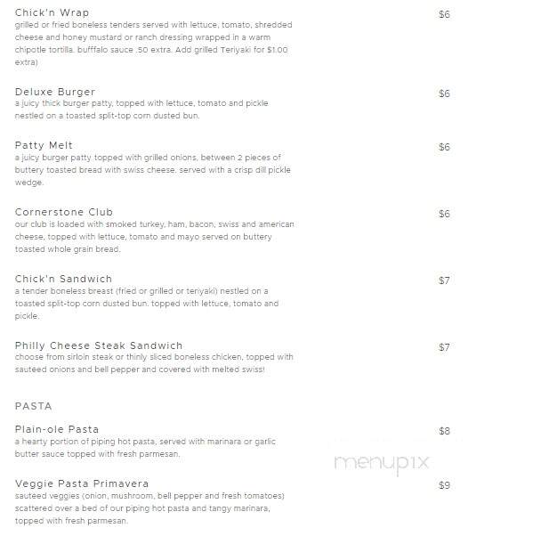 Cornerstone Cafe - Gordonsville, TN menu_pic