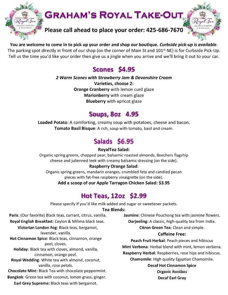 Graham's RoyalTea - Bothell, WA menu_pic