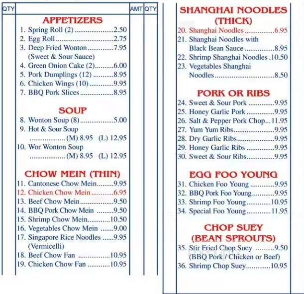 Dragon Buffet - Edmonton, AB menu_pic
