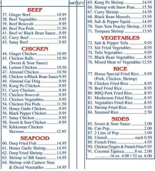 Dragon Buffet - Edmonton, AB menu_pic