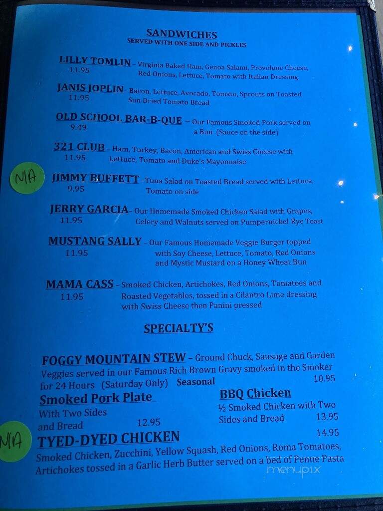 Doc's 321 Cafe - Cosby, TN menu_pic