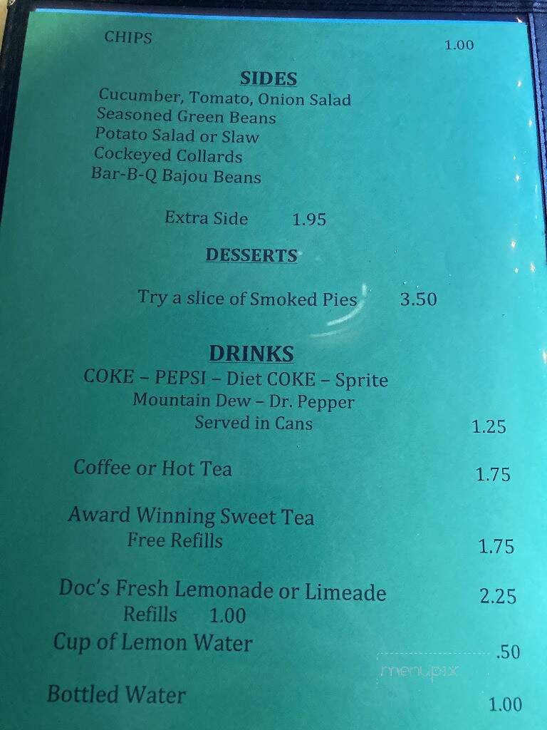 Doc's 321 Cafe - Cosby, TN menu_pic