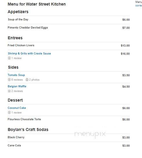 Water Street Kitchen - Winchester, VA menu_pic