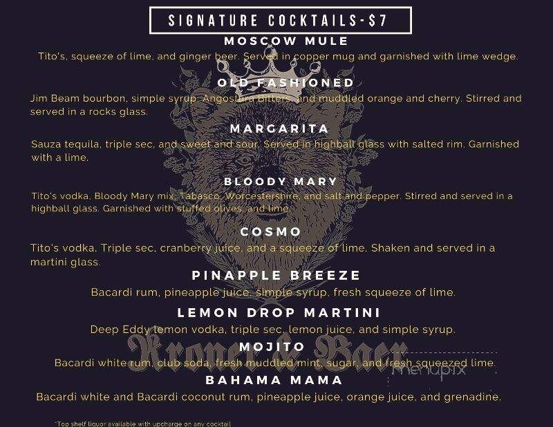 Kroner & Baer - Tahlequah, OK menu_pic