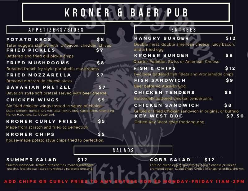Kroner & Baer - Tahlequah, OK menu_pic