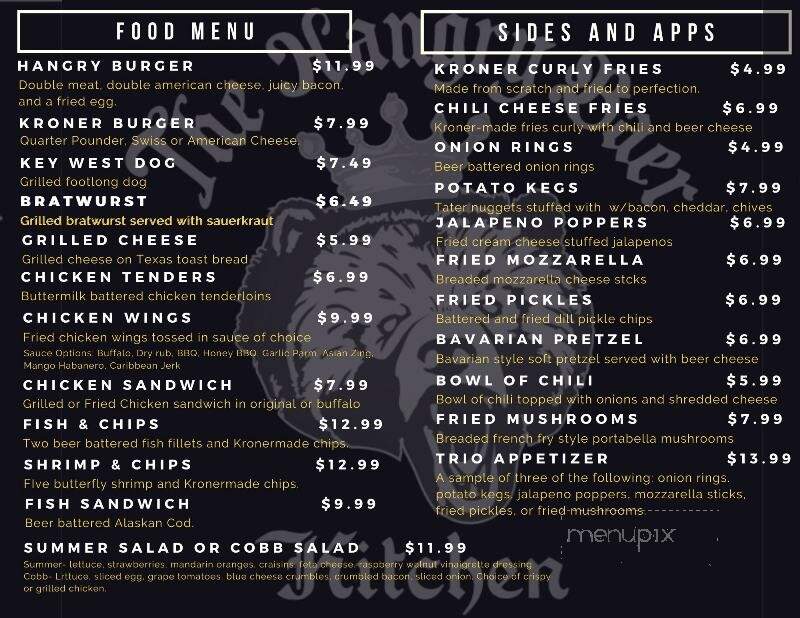Kroner & Baer - Tahlequah, OK menu_pic