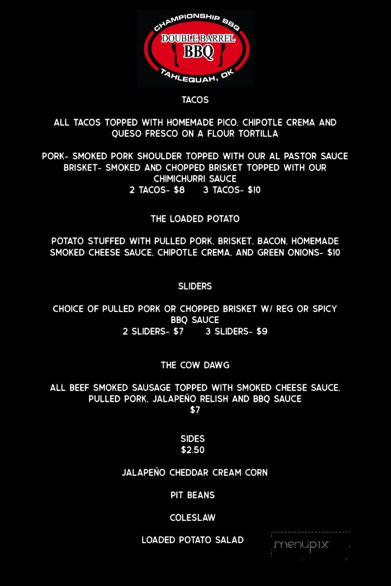 Kroner & Baer - Tahlequah, OK menu_pic