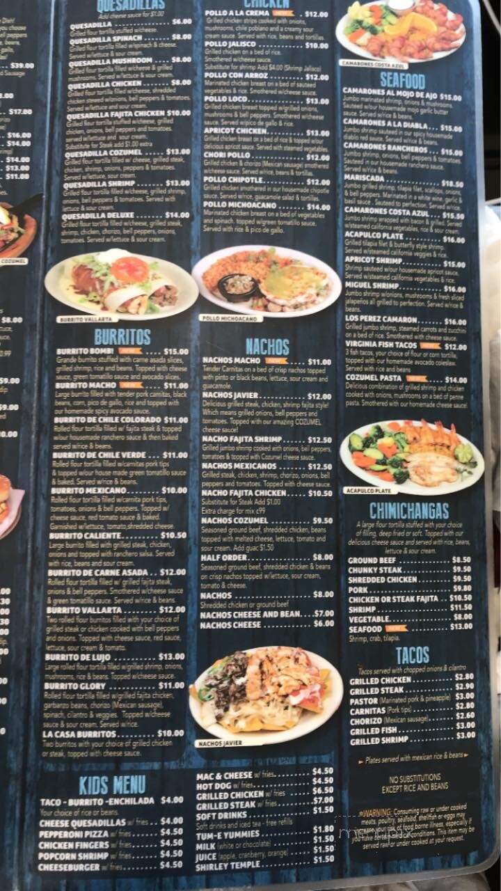 Cozumel Mexican Grill - Saint Albans, WV menu_pic