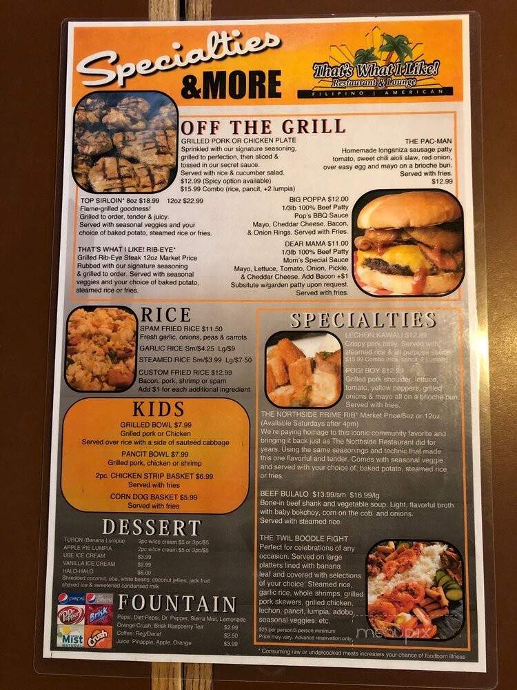 That's What I Like! Island Grill - Bellingham, WA menu_pic