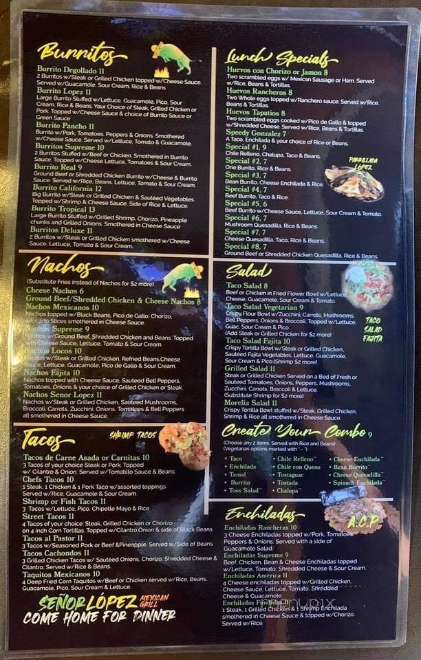 Senor Lopez - Tellico Plains, TN menu_pic