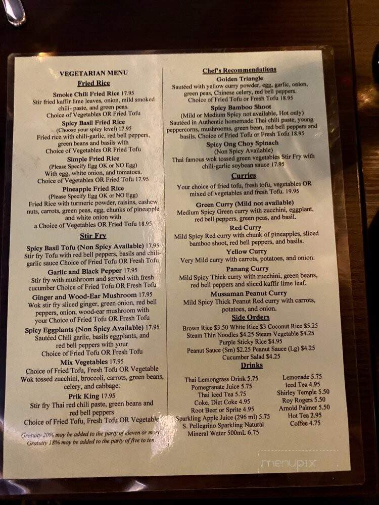 Laksana Thai Cuisine - San Jose, CA menu_pic
