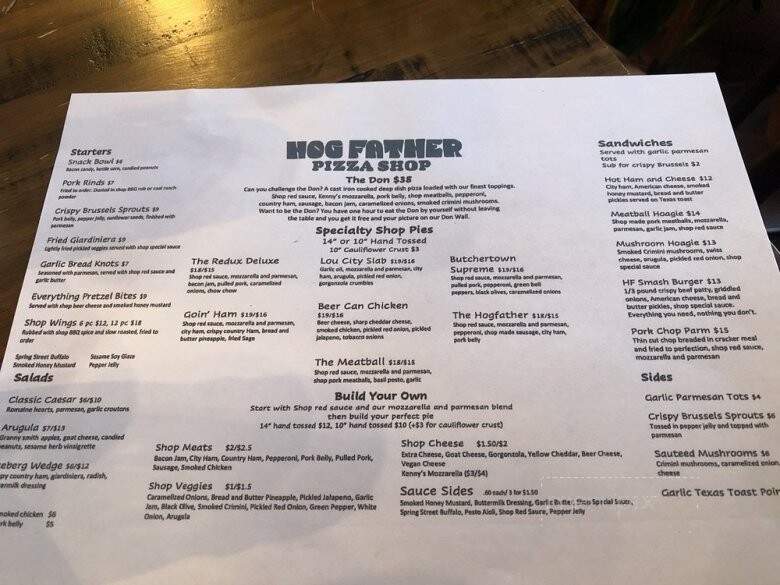 Hog Father Pizza Shop - Louisville, KY menu_pic