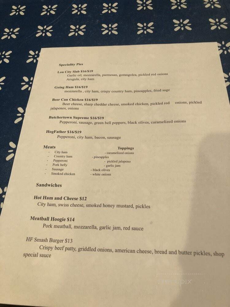 Hog Father Pizza Shop - Louisville, KY menu_pic
