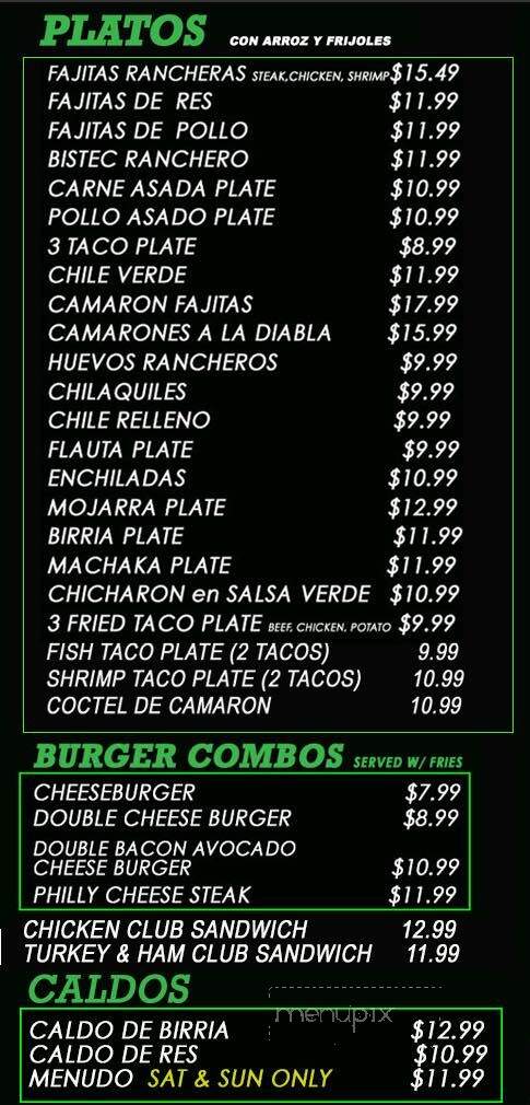 El Agave Restaurant - Lake Elsinore, CA menu_pic