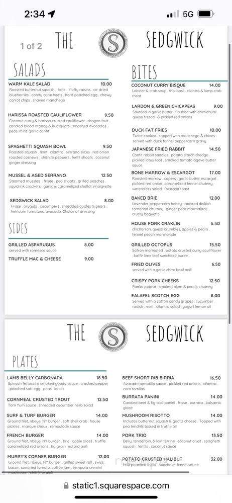 The Sedgwick - Vancouver, WA menu_pic