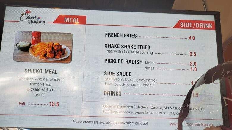 Chicko Chicken - Thornhill, ON menu_pic