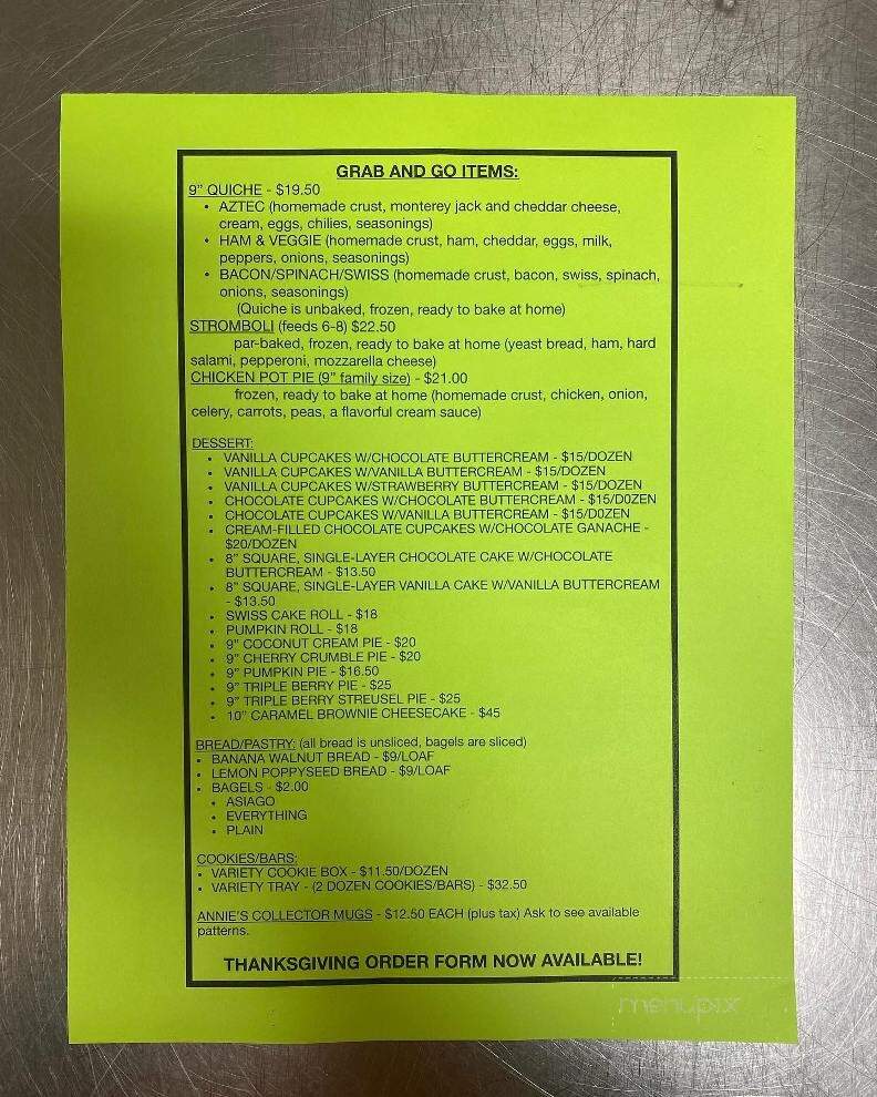 Annie's Baked Goods - Cadillac, MI menu_pic