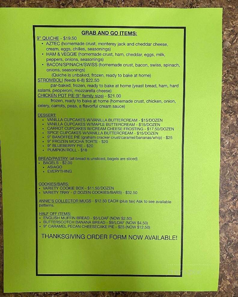 Annie's Baked Goods - Cadillac, MI menu_pic