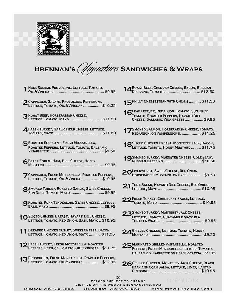 Brennan's Delicatessen - Middletown, NJ menu_pic