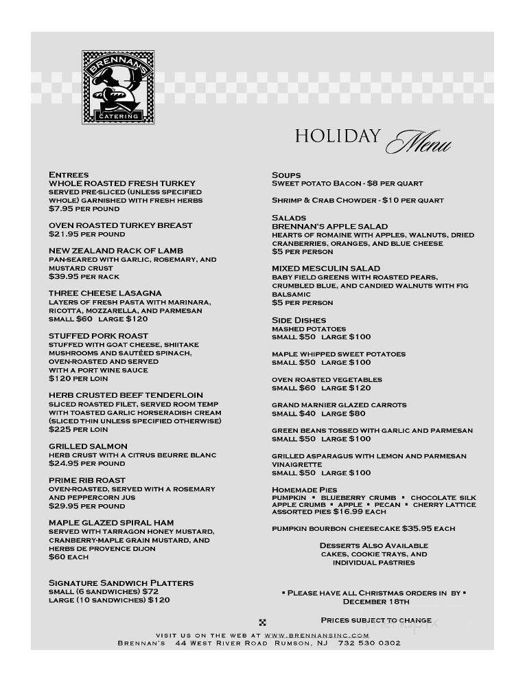 Brennan's Delicatessen - Middletown, NJ menu_pic
