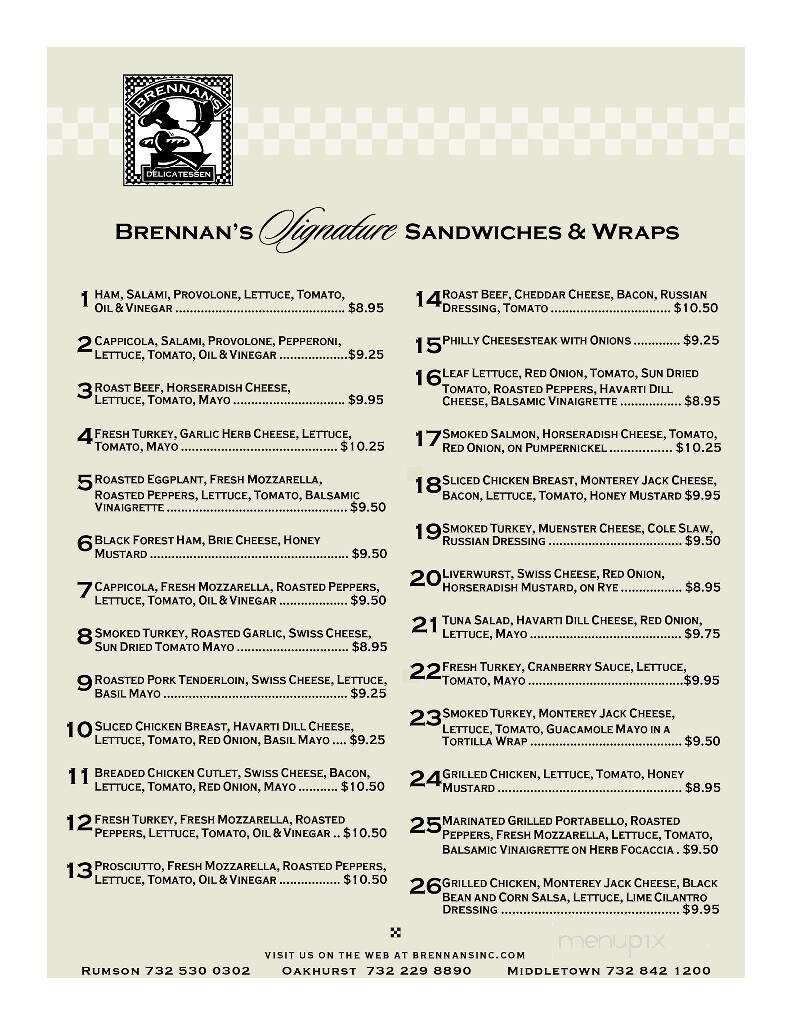 Brennan's Delicatessen - Middletown, NJ menu_pic