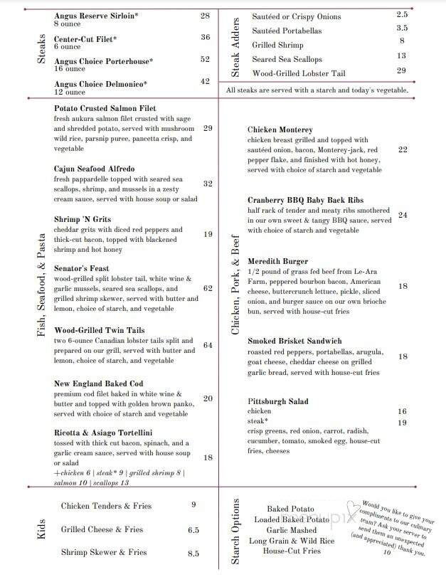 Meredith Inn - Kittanning, PA menu_pic