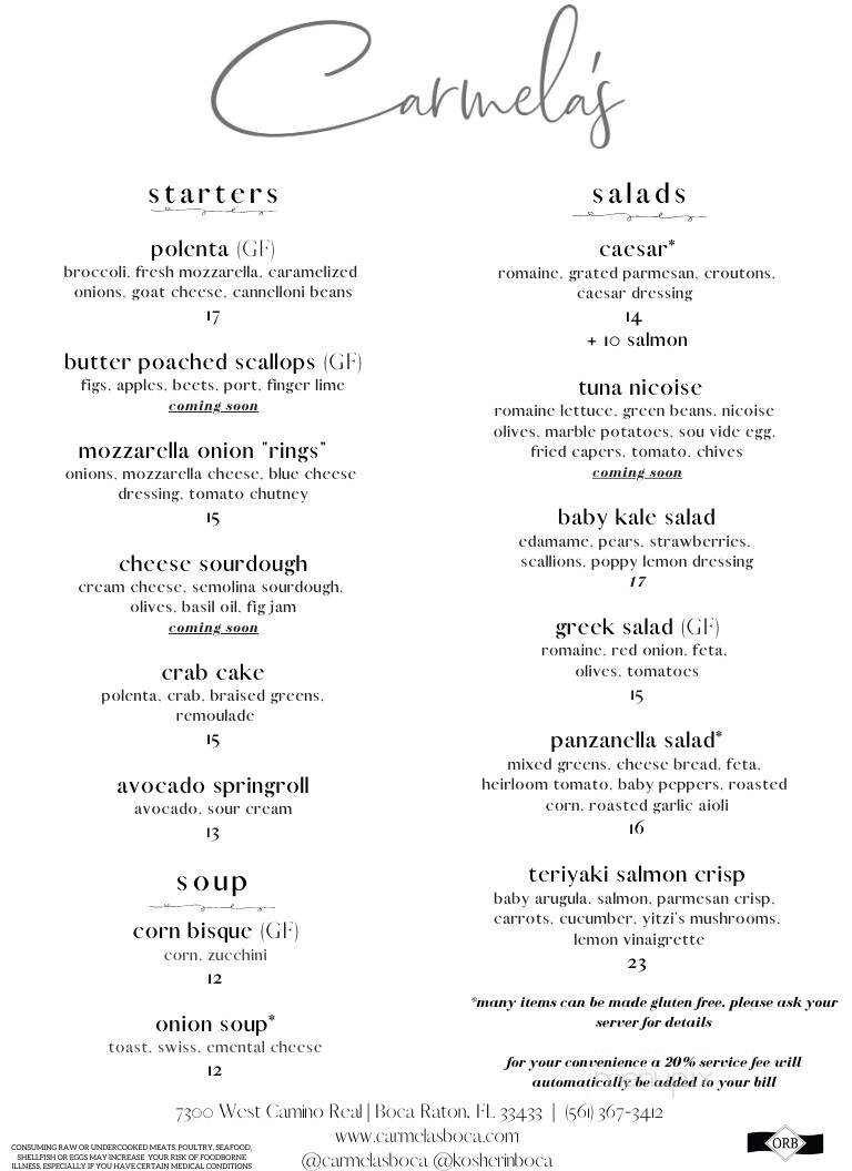 Carmela's Boca - Boca Raton, FL menu_pic