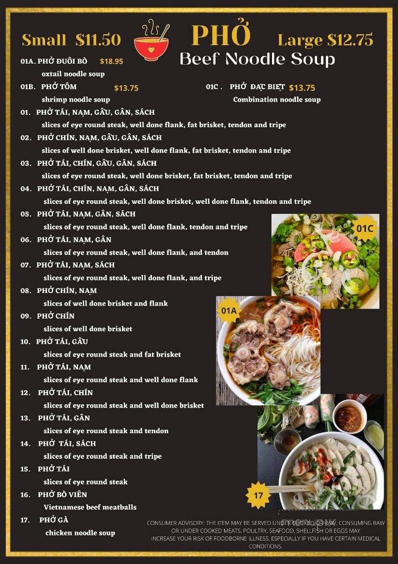 Pho Que Huong - Glen Allen, VA menu_pic
