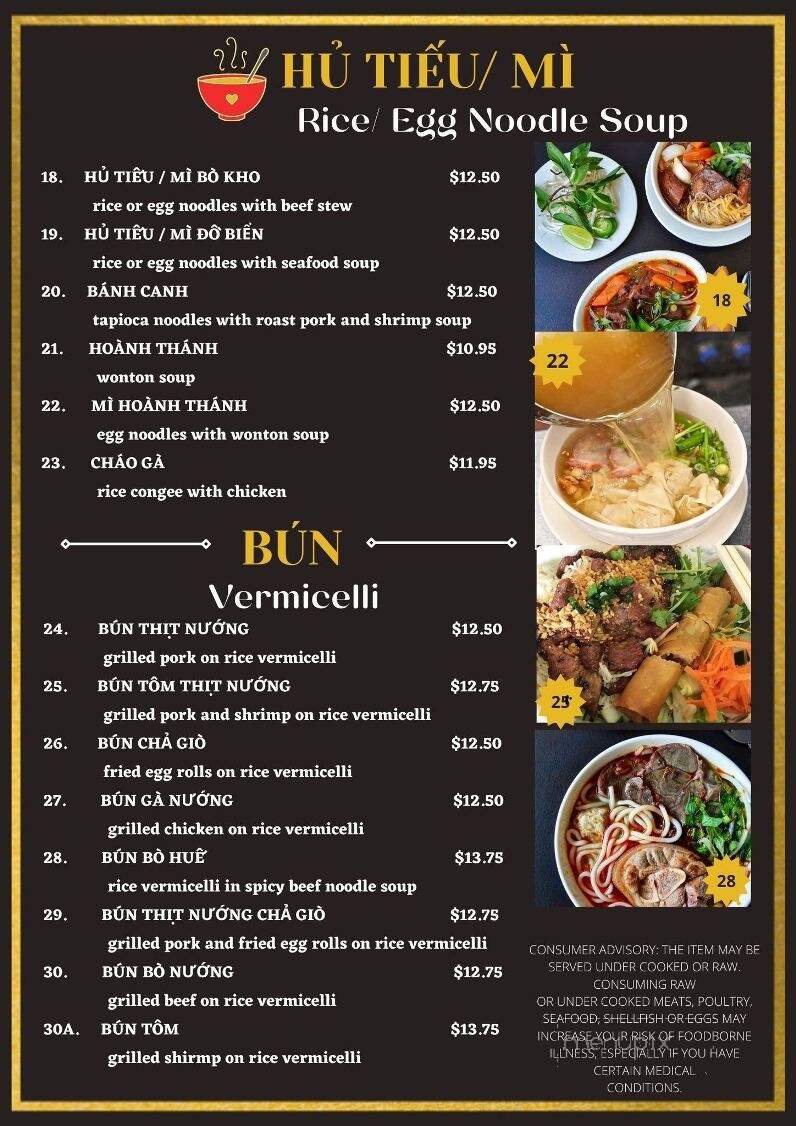 Pho Que Huong - Glen Allen, VA menu_pic