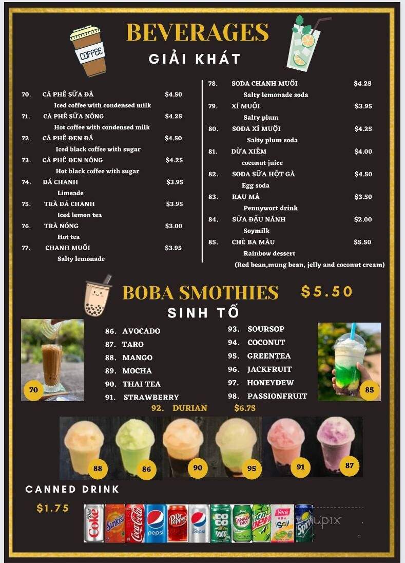 Pho Que Huong - Glen Allen, VA menu_pic