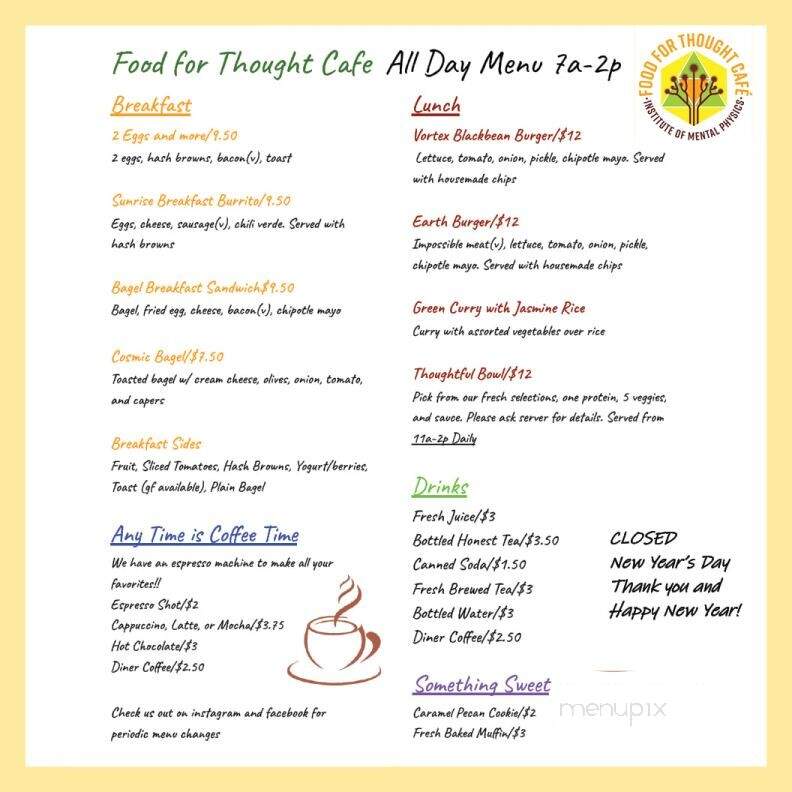 Food for Thought Cafe - Joshua Tree, CA menu_pic