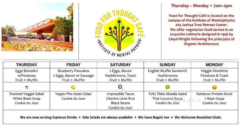 Food for Thought Cafe - Joshua Tree, CA menu_pic