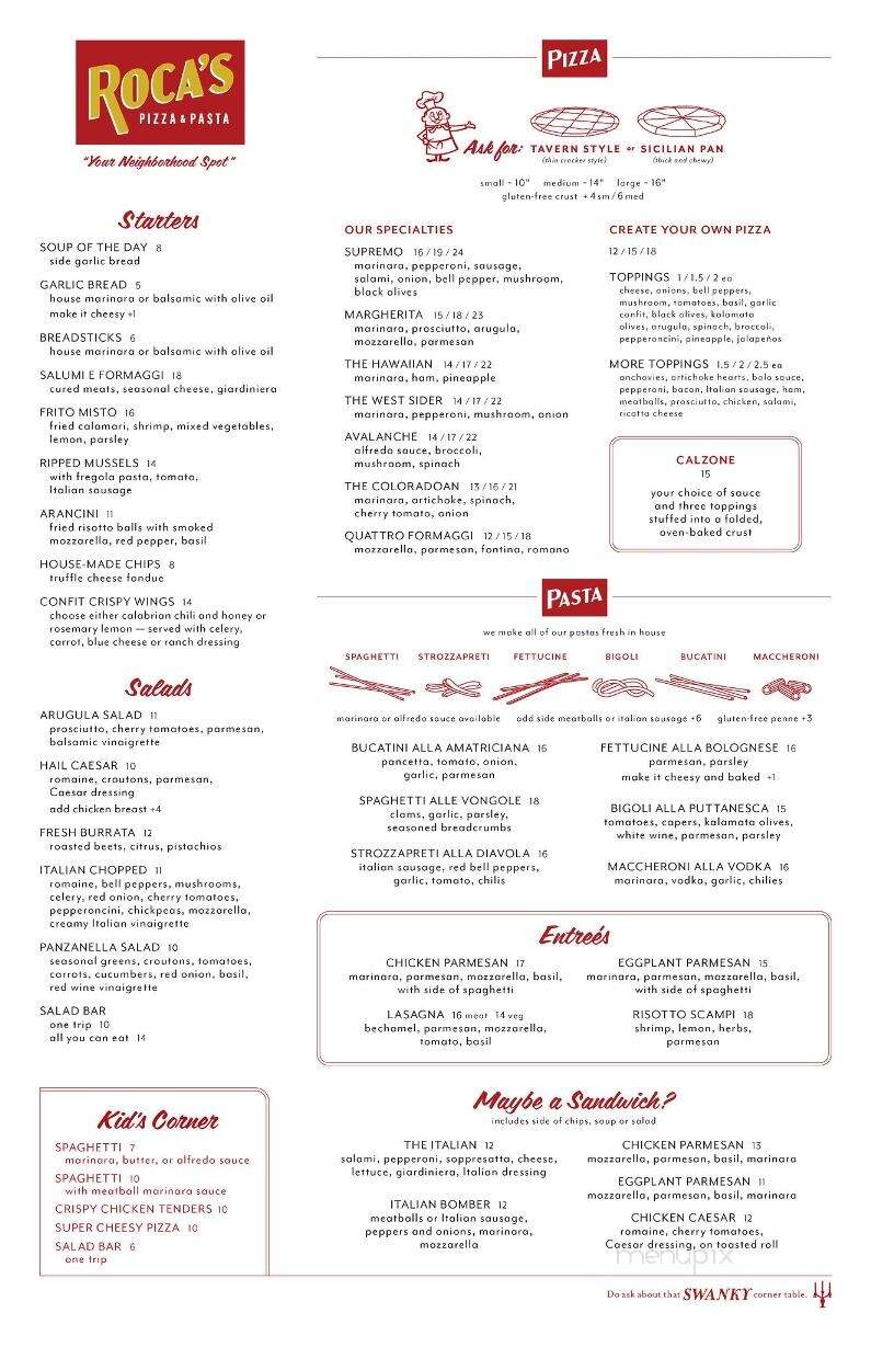 Roca's Pizza & Pasta - Lakewood, CO menu_pic