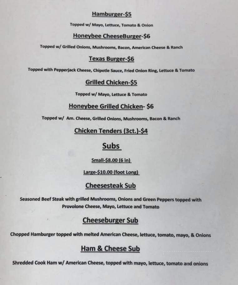 Honeybee Eats - Laurel Bloomery, TN menu_pic
