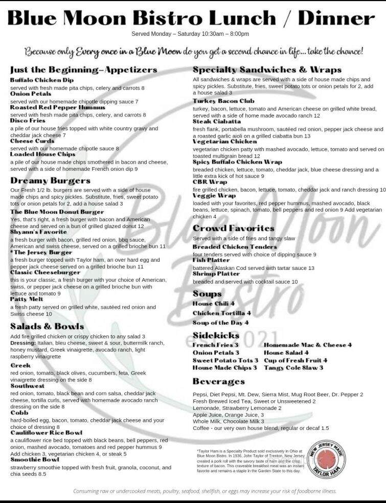 Blue Moon Bistro - Holmesville, OH menu_pic