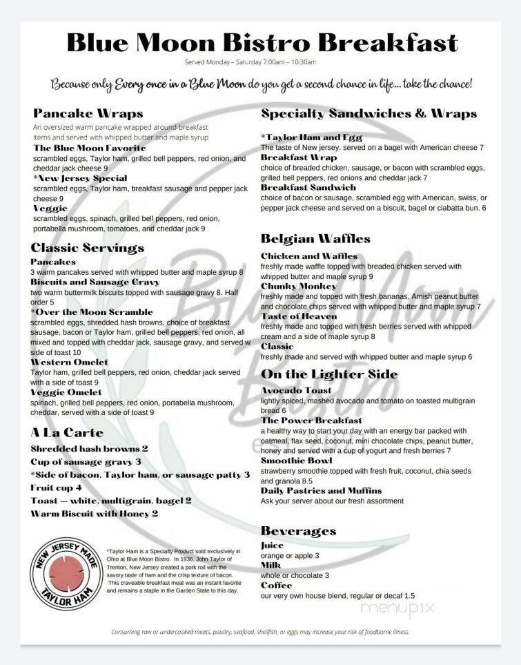 Blue Moon Bistro - Holmesville, OH menu_pic