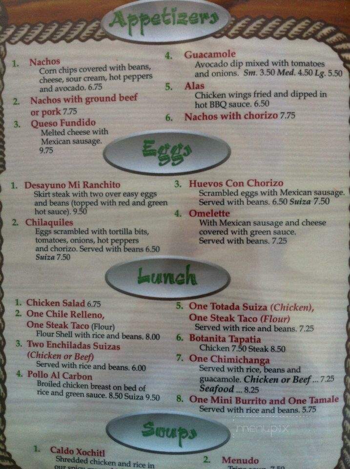 Mi Ranchito - Lowell, IN menu_pic