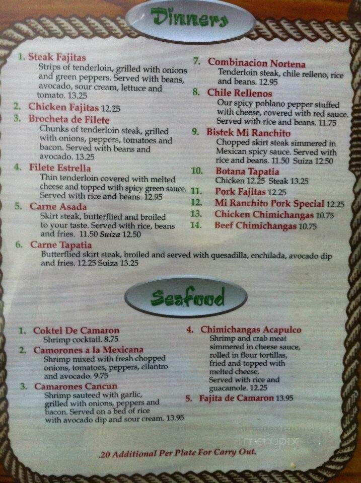 Mi Ranchito - Lowell, IN menu_pic
