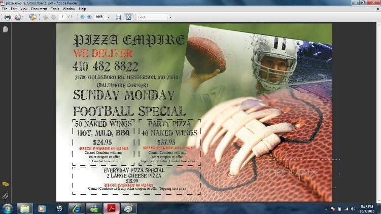 Pizza Empire - Henderson, MD menu_pic