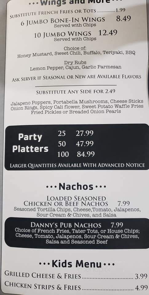 Danny's Bar & Grill - Effingham, IL menu_pic