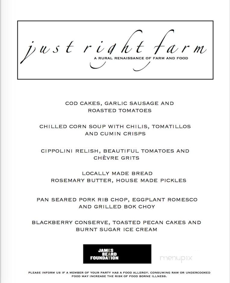 Just Right Farm - Plympton, MA menu_pic