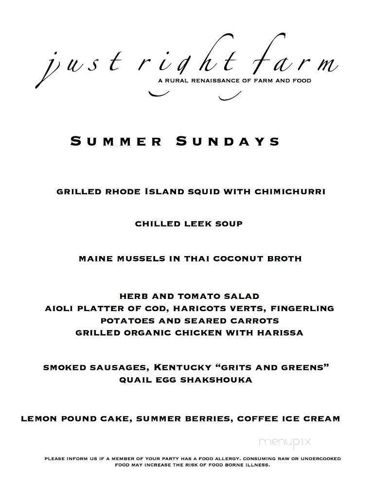 Just Right Farm - Plympton, MA menu_pic